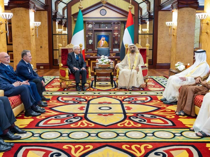 محمد بن راشد مستقبلاً الرئيس الإيطالي: نستثمر 40 مليار دولار في بلدهم .. والقادم أكثر تطوراً
