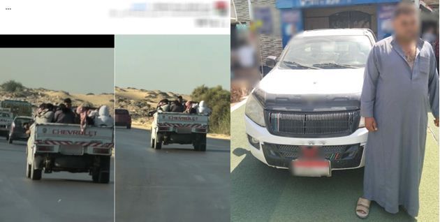 ضبط سائق سمح لعمال بالجلوس أعلى صندوق سيارة ربع نقل في الشرقية