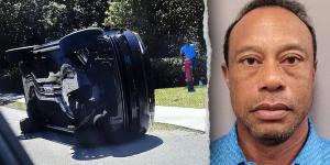 تصفح الهاتف يتسبب بحادث انقلاب سيارة تايجر وودز