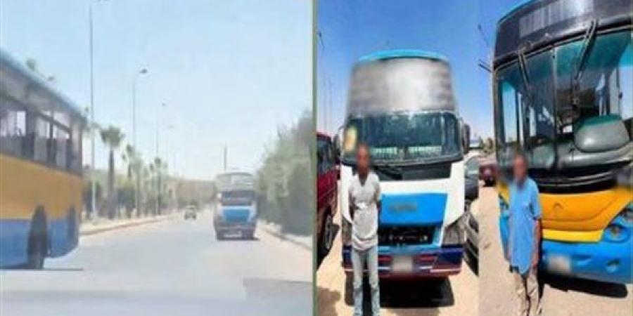 ضبط سائقي نقل عام للسير عكس الاتجاه وتعريض حياة المارة للخطر بالقاهرة (فيديو)