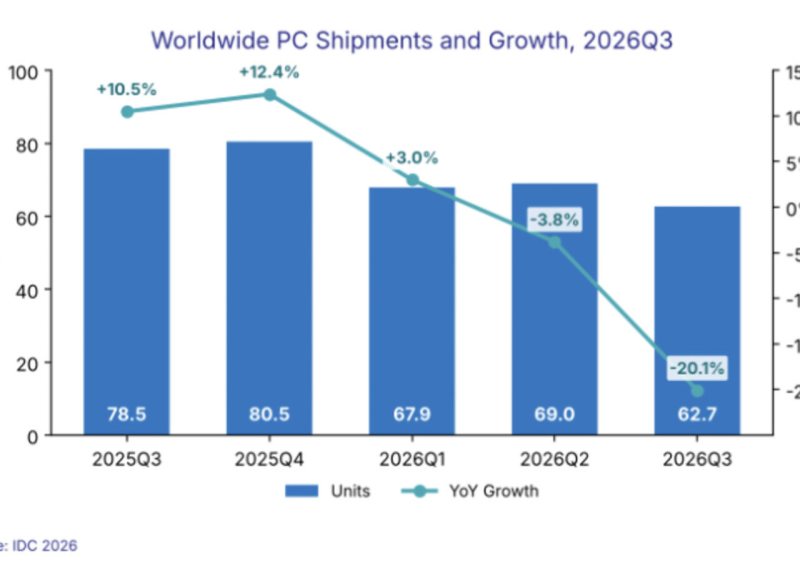 IDC: شحنات الحواسيب العالمية تهبط 20% في الربع الثالث 2026 بسبب نقص الذاكرة وارتفاع الأسعار