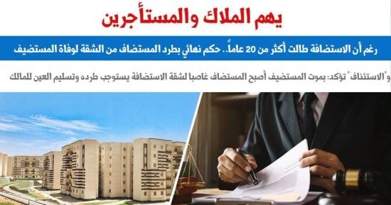 الاستئناف: بموت المستضيف يصبح المستضاف غاصبا لشقة الاستضافة ويستوجب طرده