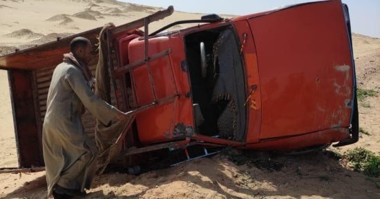 إصابة 3 أشخاص بينهم طفل في تصادم ربع نقل وتروسيكل أعلى محور جرجا دار السلام