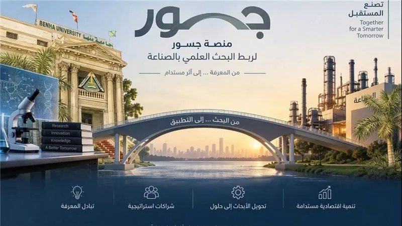 جامعة بنها تطلق منصة «جُسور» لربط البحث العلمي بالصناعة وتعزيز الاستثمار في الابتكار