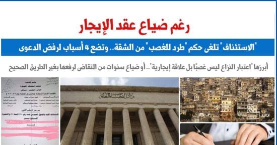 الاستئناف تضع 4 أسباب لرفض دعوى الطرد للغصب من الشقة.. برلمانى