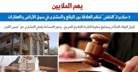 3 مبادئ لـ"النقض" تنظم العلاقة بين البائع والمشترى في سوق الأراضى والعقارات