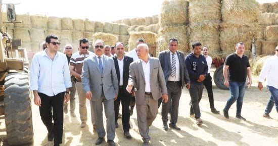 محافظ الشرقية يتفقد موقعا لتجميع قش الأرز بقرية الجوسق