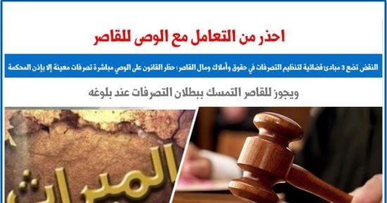 النقض تضع 3 مبادئ قضائية لتنظيم التصرفات في حقوق وأملاك ومال القاصر