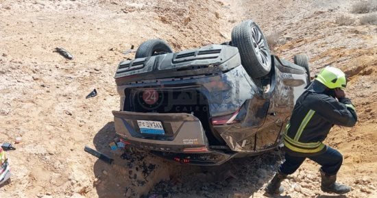 إصابة 8 أشخاص فى انقلاب سيارة على طريق دسوق كفر الشيخ