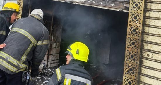 انتداب المعمل الجنائى لمعاينة موقع حريق محل حواوشي بحدائق القبة