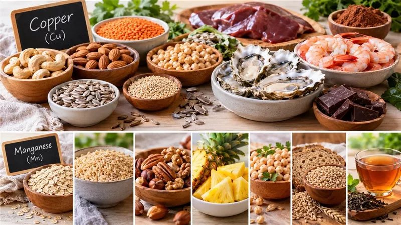 أطعمة غنية بالنحاس والمنجنيز لدعم وظائف الجسم وتعزيز الصحة