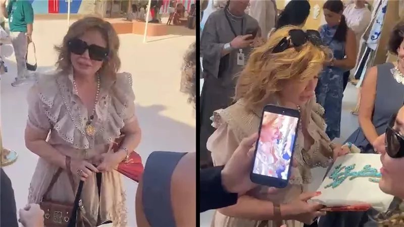 بورتريه يحمل صورتها، مؤسسة ساويرس تفاجئ إلهام شاهين بهدية مميزة في مهرجان الجونة (فيديو)