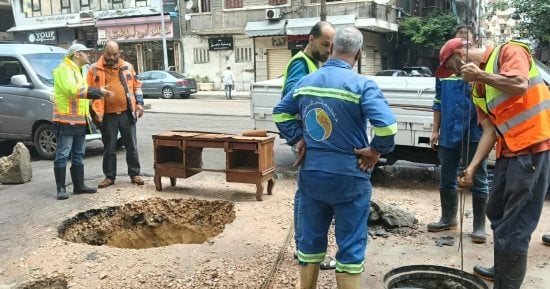 الصرف الصحي بالإسكندرية: بدء أعمال المعالجة اللازمة للهبوط الأرضى بسيدى بشر
